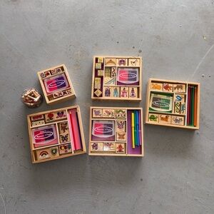 Melissa & Doug Colorful Wooden Stamp Collection